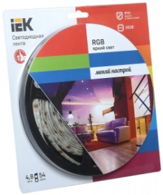 Светодиодная лента LED 5м блистер LSR-3528RGB54-4.8-IP65-12V IEK-eco