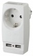 Адаптер SP-1e-USB-W "Polynom" 1гн 220V + 2xUSB 2100mA, c заземл, (белый) | Б0026332 | ЭРА