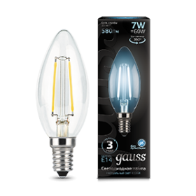 Лампа светодиодная (LED) 7Вт E14 220В 4100К свеча | 103801207 | Gauss