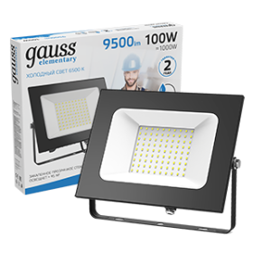 Прожектор светодиодный LED 100W IP65 6500К черный | 613100100 | Gauss