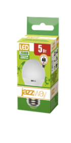 Лампа светодиодная (LED) PLED- ECO-G45 5w E27 3000K 400Lm 230V/50Hz  Jazzway 1036957